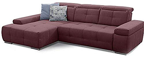 Cavadore Eckcouch Mistrel mit verstellbaren Kopfteilen, Ecksofa mit leichter Fleckentfernung dank Soft Clean, geeignet für Haushalte mit Kindern, Haustieren, 273 x 77 x 173, rot