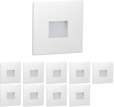 ledscom.de 10 Stück LED Treppenlicht/Wandeinbauleuchte FOW für innen und außen, Downlight, eckig, 85 x 85mm, warmweiß