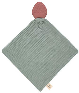LÄSSIG Tröster Tuch mit Beißring aus Naturkautschuk und Bio-Baumwolle/Teether Comforter Strawberry