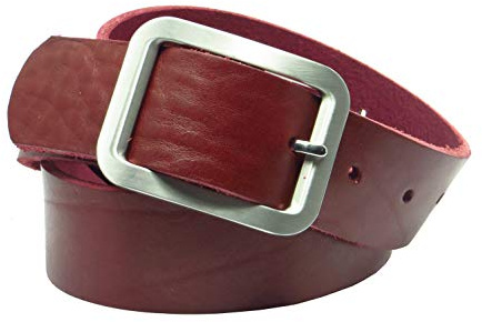 Chrissys-in Ledergürtel 4 cm breit bordeaux rot aus festem Rindleder aus eigener Fertigung. (Bitte die Bundweite messen, NICHT die Gesamtlänge