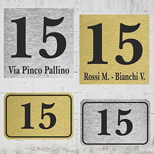 Targa Numero Civico Esterno – in Alluminio DiBond – Numero Civico Personalizzato – Resistente Intemperie UV – Facile Montaggio (Alluminio Argento 12x8cm)