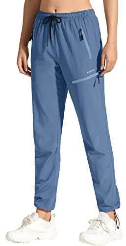 MOCOLY Womens Cargo Hiking Pants Elastic Waist Water Resistant Active Pants