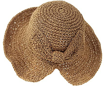 WEIGEER Straw Hat Women Beach Sun Summer Hat Chapeau de Paille pour Femme Chapeau de Soleil de Plage Pliable Casco Solar