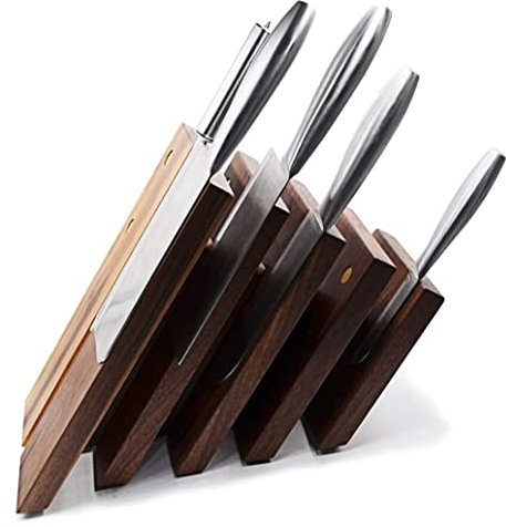 Haibing Porte Couteaux Porte-Couteau De Cuisine Porte-Couteau Magnétique Solide Bloc De Couteaux en Bois Support Couteaux Range