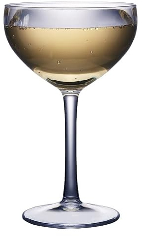 Premium Plastic Coupe Cocktail Champagne Glasses - Unbreakable Reusable Polycarbonate Plastic (Pack of 4)