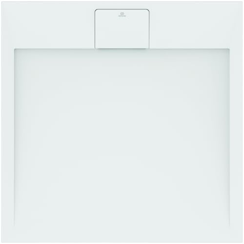 Ideal Standard - Ultra Flat S i.life, Plato de ducha cuadrado 80 x 80 de resina, desagüe con desagüe oculto, acabado mate efecto piedra, blanco