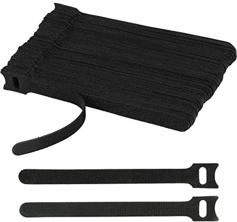 100 Piece Set Reusable Cable Ties, Black, self-Adhesive and Extra Strong for Optimal Cable Management, Adjustable and re-sealable Straps