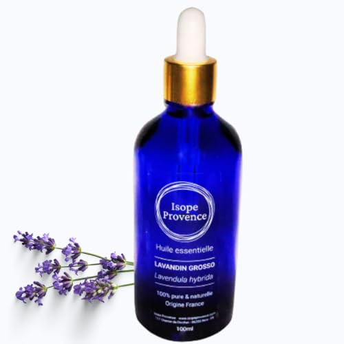 Isope Provence Huile Essentielle Lavandin Grosso BIO 100 ml – 100% pure & naturelle – Diffuseur, Aromathérapie, Relaxation, Sommeil, Bien-être – Direct Producteur Drôme Provençale