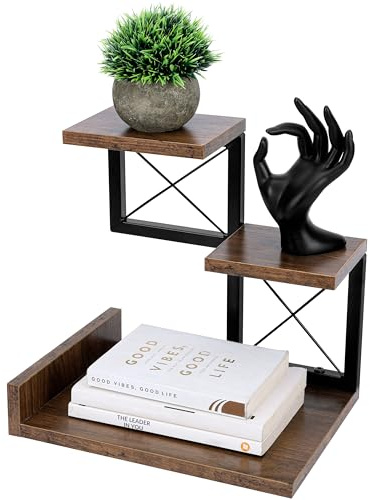 BELLE VOUS Scaffale da Scrivania - Mensola Salvaspazio a 3 Livelli - per Libreria Cucina Ufficio - Organizzatore da Tavolo in Legno - con Mensole da Appoggio