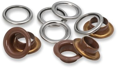 Prym 542550 Ösen mit Scheiben, 11 mm, dunkelbraun/silberfarbig