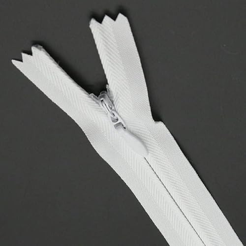 50cm/20 inches Nylon Unsichtbar Reißverschlüsse für Nähen und Basteln, Nicht Teilbar Laufschiene Spiralreißverschluss für Kleidung Tasche(20 Stück, Weiß) YIGUANXIN