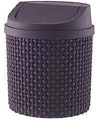 DZYHFCO Mini poubelle pour bureau, poubelle de 2 litres avec couvercle, corbeilles à déchets pour l'extérieur et la maison (violet, couvercle secoué)