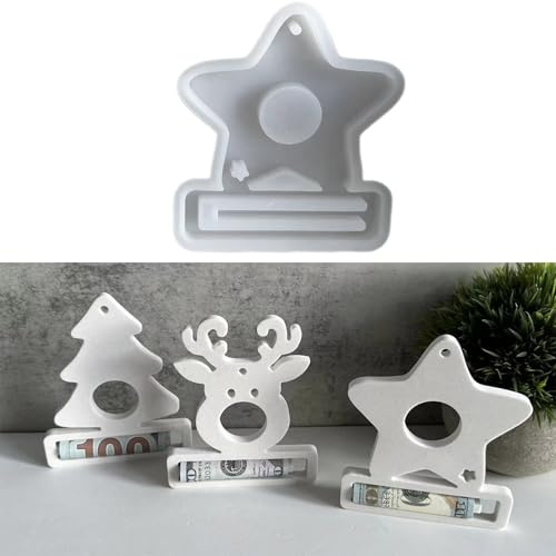 ALEFBET Silikonformen Gießformen Weihnachten, Silikonform Weihnachten Geldgeschenk, Silikonformen Weihnachten, Silikon Gießform Weihnachten, Gipsformen zum Gießen (Stern)