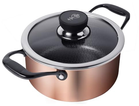 NYORD - Olla de cobre de 20 cm con protección híbrida y revestimiento cerámico, apta para vitrocerámica, gas e inducción