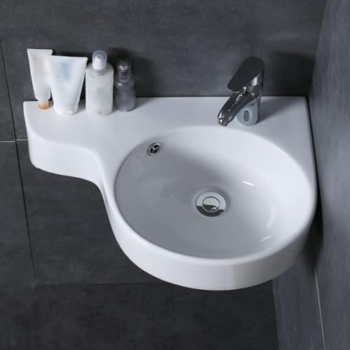 VNNHGB Badezimmerwaschbecken Badezimmer-Eckwaschbecken Hängewaschbecken Waschbecken Kleines Mini-Apartment Wandmontiertes Keramik-Dreieckwaschbecken Weißes Badezimmer-Waschbecken