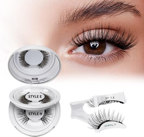 Magnetische Wimpern natürlicher Look, wiederverwendbares Magnet Wimpern Set mit Applikator, kein Kleber nötig Wimpern magnetisch QUEWEL einfach zu tragen und zu entfernen mit Anleitung (E+H-2 Paare)