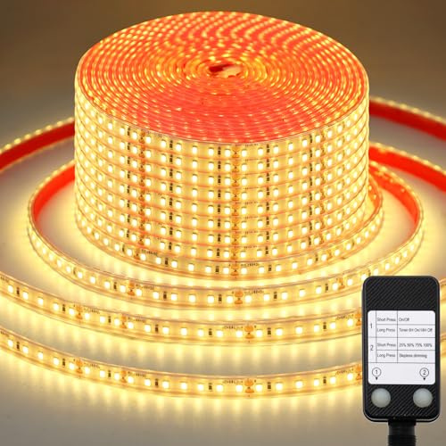 20M LED Streifen Aussenbereich 2400LED Strip Wasserdicht für Garten Dach | Ultra Langer,Timer, Dimmbar,Hoher Helligkeit,Dimmbar,Flexible, LED Strip für Weihnachten Zimmer Innen Deko,Warmweiß