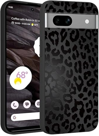 Saqmkil För Google Pixel 7A Fodral, Leopardmönster Aesthetic Fodral för Flickor Kvinnor, Tunn Mjuk Silikon TPU Stötsäker Reptålig Stötsäker Skyddshölje för Google Pixel 7A 6,1 tum, Svart 1
