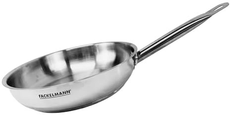 Fackelmann Poêle de Cuisson 28 cm, Inox 18/8, Poêle Induction, Poêle Sans PFAS, Manche Inox, Riveté, Acier Inoxydable, Gris, 28 x 5,5 cm
