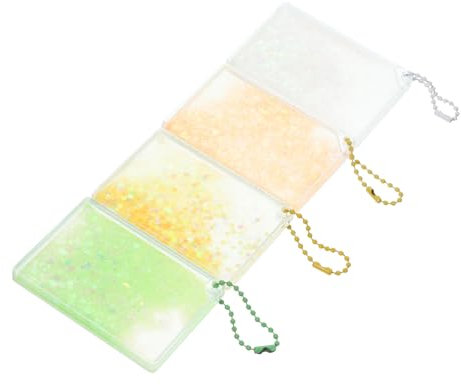 FRCOLOR 4 Stück Treibsand-Schlüsselanhänger Kartenhüllen Beschützer Plastikkartenärmel Kartenschutz Bildhüllen Abdeckung für Fotokarten Visitenkartenärmel Karten decken Aluminiumlegierung