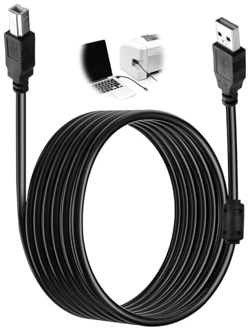 5m USB Printer Cable, Type A Male to B Male USB 2.0 High Speed Scanner Cord with Magnetic Ring Anti-Interference for HP, Canon, Epson, Brother, Samsung Printers Scanners Fax Digital Piano DAC