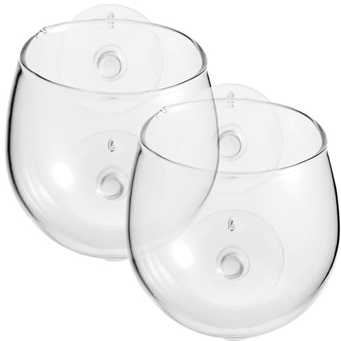 Lurrose 2 Pièces Pots de Plantes Verre pour Aquarium avec Ventouses Fortes Supports pour Plantes Aquatiques Décoration Élégante pour Bassins et Viviers de Poissons