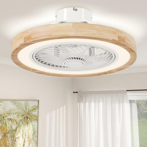 HOMCOM Ventilatore da soffitto reversibile con luce e telecomando 50 cm, illuminazione LED RGBW, 6 velocità, timer, luminosità regolabile, motore DC silenzioso, per camera da letto, soggiorno,