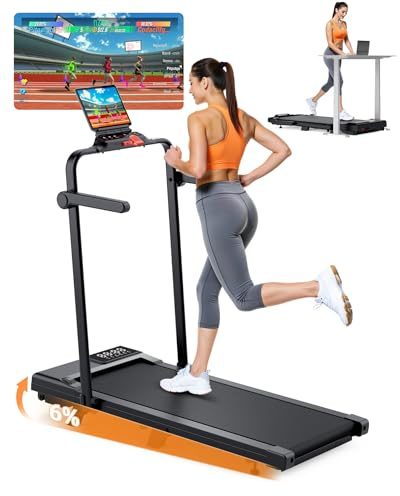 Walking Pad mit Steigung 6% Lacuffy, Laufband für Zuhause 6km/h & 12km/h mit Fernbedienung und App, 8 HIIT & 4 MIIT Laufband Schreibtisch für Zuhause & Büro max 136kg mit Mehrpersonen-Laufwettbewerb