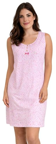 Intimitaly Camicia da Notte Donna in 100% Cotone, Manica Lunga, Scollo a V, con Tasche, Taglie S-5XL, per Uso Quaotidiano o per Gravidanza e Allattamento (IR1782 VAR-2, S-M)
