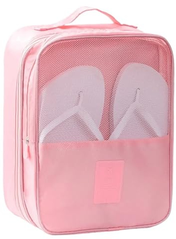 Reise-Schuhtasche, wasserdichte Sneaker-Slipper-Sortiertasche, tragbarer Schuh-Organizer, Multifunktions-Zubehör für Herren,Damen(Pink)