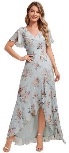 Ever-Pretty Women's V-Neck Maxi Wedding Guest Dress High-Low Hem Floral Print Summer Holiday Events 02758