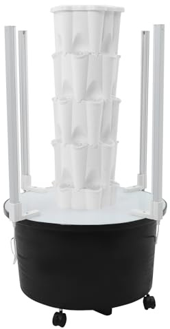 JUUTALK Torre idroponica a 24 fori con pompa ad acqua, kit idroponica con illuminazione programmata, sistema di coltivazione verticale per verdure fragole, giardino interno balcone appartamento