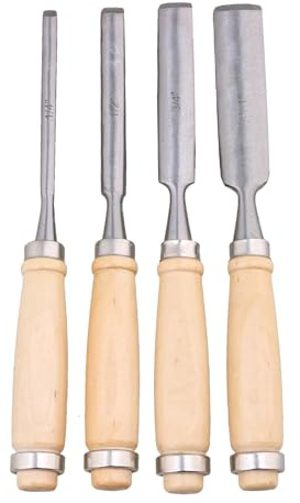 4PCS 7MM/12MM/15MM/22MM Solarplexus Breite Holz Farbe Holz Meißel set Holz Carbon Stahl Meißel Drehmaschine DIY Griff Werkzeuge Fester Solarplexus Holz Meißel für Carving