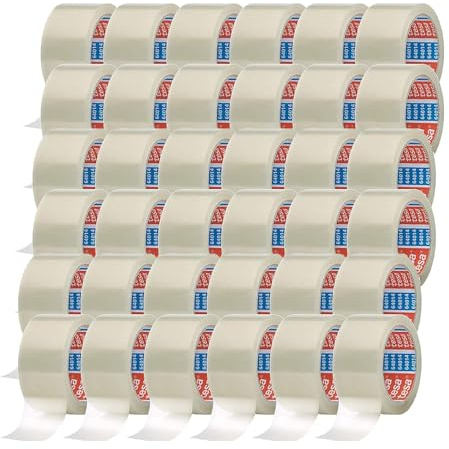tesa tesapack 64014 - Geräuscharmes 66 m Paketklebeband zum Verpacken von Paketen und Versandschachteln - transparent - (36 Rollen, Single)