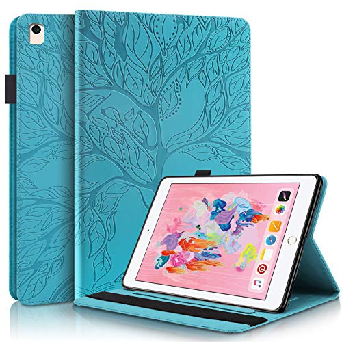 Succtop Schutzhülle für iPad 5. / 6. Generation 2017/2018, iPad Air/iPad Air 2, 9,7 Zoll, PU-Leder, Klappetui, automatische Sleep/Wake-Funktion, intelligente Schutzhülle für iPad 9,7 Zoll (24,6 cm), 5