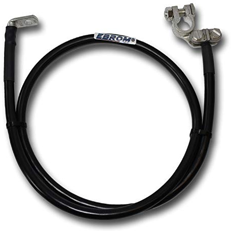 EBROM Cavo per batteria (auto) con morsetto minus (-) collegamento a destra, 35 mm² nero, tubo termoretraibile, da 30 cm a 8 metri, occhielli/capicorda M6/M8/M10/M12 con connettore a 90 gradi