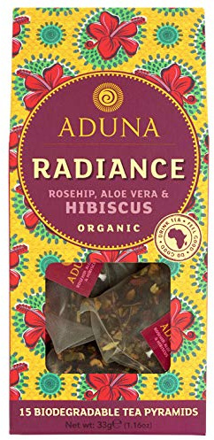 Aduna Radiance African Super-Tea with Organic Rosehip, Aloe Vera & Hibiscus - 15 Biodegradable Tea Pyramids,1