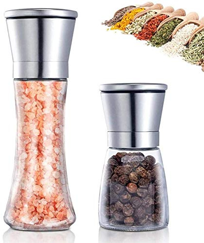ATRNA Macina Sale e Pepe, Professionale Manuale Macinino Pepe e Sale Acciaio Inossidabile - per Saliera e Pepiera Set di 2