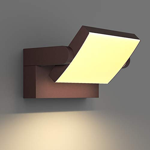 Klighten LED Lampade da Parete Esterno Interno 24W IP65, Lampada Muro Regolabile Applique da Parete Moderno in Alluminio per Ingresso Balconi Giardini, Bronzo, Bianco Caldo 2700K-3000K