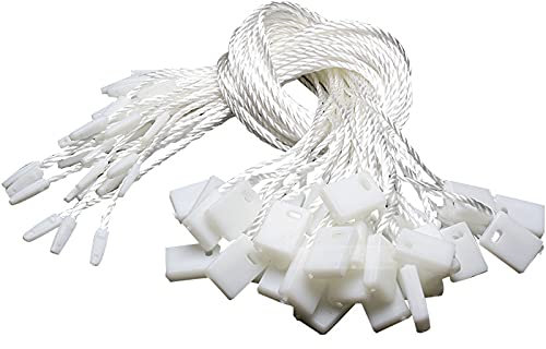 FSSTUD 1000 Stück Nylonschnur Hängeetiketten Sicherheitsfäden Preisschilder für Etiketten Anhängeschilder Weiß