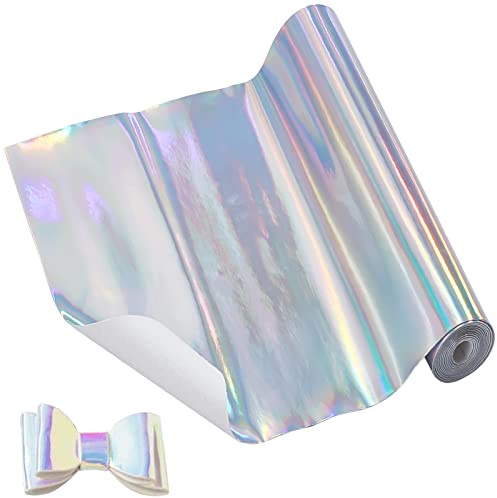 GORGECRAFT 1 rulle holografiskt vinyltyg, lakan i konstläder för läderörhängen rosetter klädväskor tillverkning och andra gör-det-själv-hantverk dekoration hantverk 20 x 120 cm