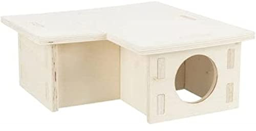 Trixie artgerechtes Kleintierhaus ohne Klammern und Nägel für große Hamster und Degus, mit DREI Kammern Mehrkammerhaus, 3 Kammern, 30 × 12 × 30 cm - 61233
