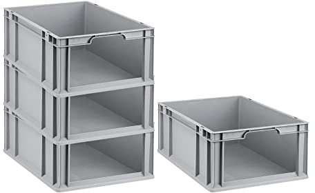 SuperSparSet 4x Eurobox NextGen Store | HxBxT 22x40x60cm | 44 Liter | Front offen | Eurobehälter, Transportbox, Transportbehälter, Stapelbehälter