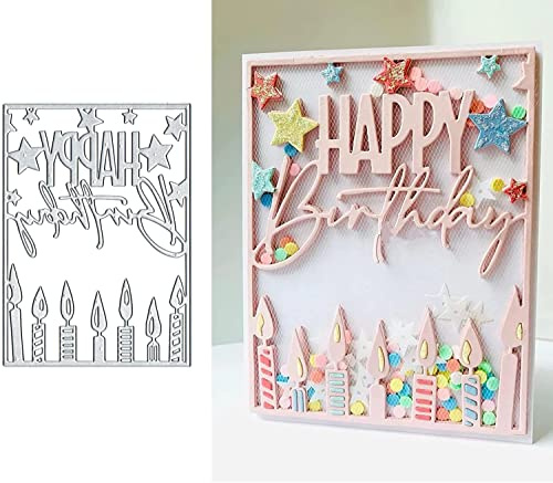 Happy Birthday Frame Metal Die Cuts, Die Stencils for DIY Scrapbooking Cards, Decorative Embossing Paper Dies