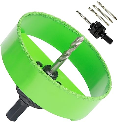 HLOFIZI 4-1/8 Inch Carbide Hole Saw for 4 Recessed Lights, Cutting Plaster Drywall Ceiling Sheetrock, 2X Faster