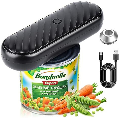 JEEWHEET Electric Can Opener, One Touch Automatic Jar Opener, Rechargeable Tin Opener, with Replaceable Blade, No Sharp Edges, Safe Kitchen Tools & Gadgetst Work for Chef Elders Arthritis Hands