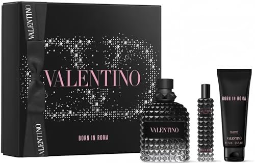 Valentino Born In Roma Uomo Eau de Toilette Spray 3,4 Fl Oz 0,5 Fl Oz Shower Gel 2,5 Fl Oz