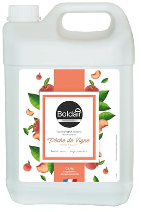 BOLDAIR- Nettoyant mains pêche de vigne- Formule nettoyante, Hydratante et adoucissante- 5L- Fabrication Française