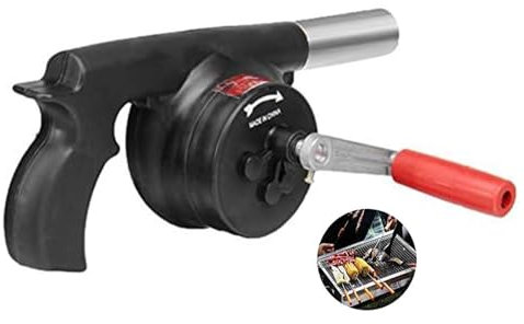 JOUFNING Briquets À Charbon Forge BBQ - Camping Activateur pour Barbecue, avec Contrôle Manuel De La Vitesse De La Poignée Et Pale De Ventilateur en Métal, pour Soufflet De Feu De Barbecue Extérieur