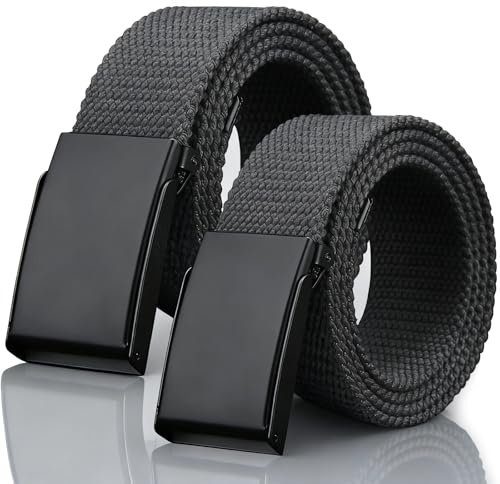 oeeo 2 cintura uomo senza buchi,cintura da lavoro uomo,cintura in tela regolabile cintura tattica uomo,per lavoro e viaggi,Nero, 130 cm